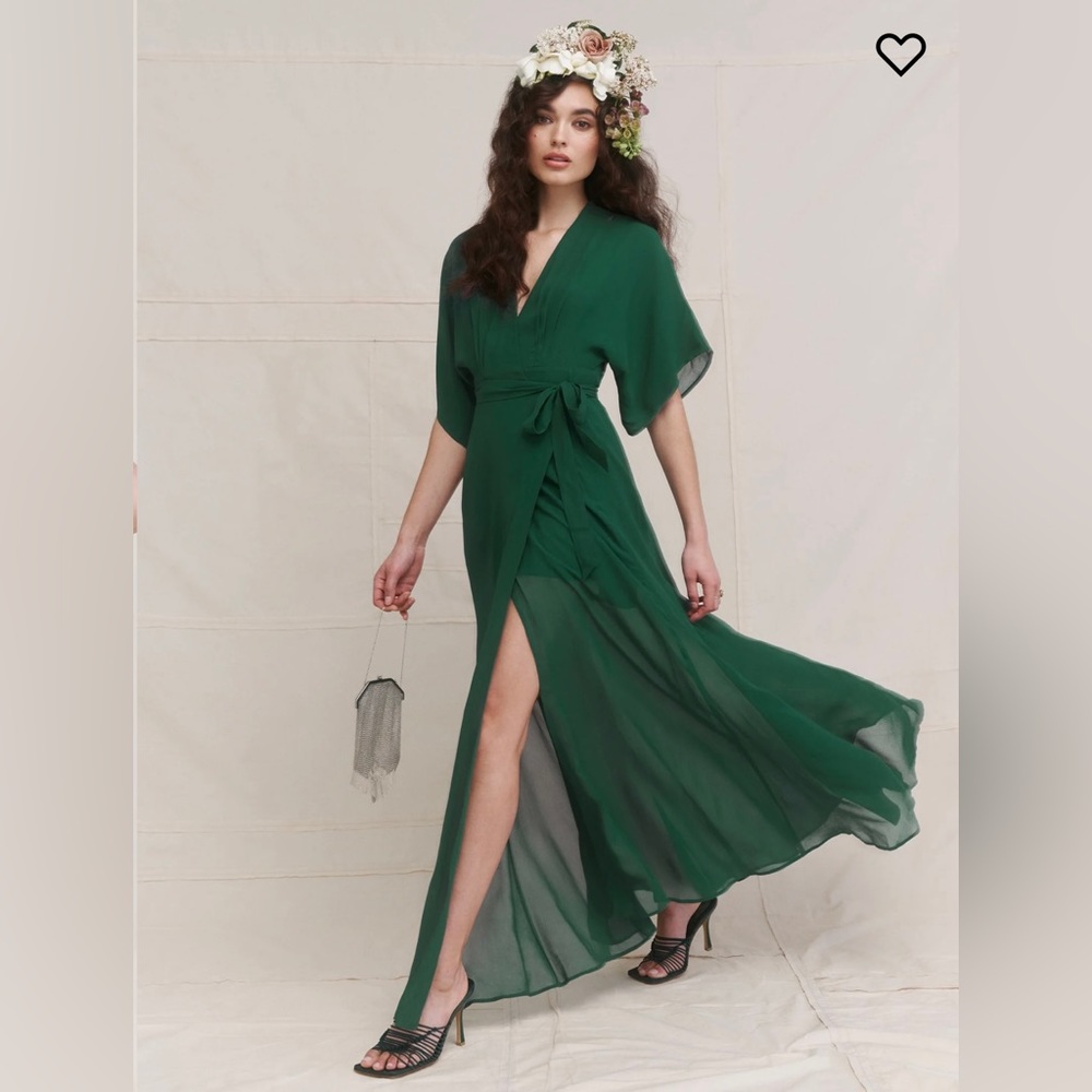 Reformation Winslow Dress in Emerald Size XS Petite Christmas Bridesmaid Dress